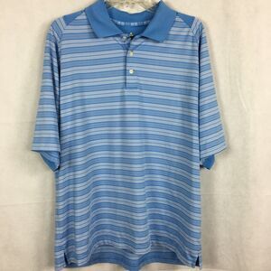 Bolle Polo Shirt Mens Sz XL Blue Striped Stretch Knit Short Sleeve Golf Collar‎